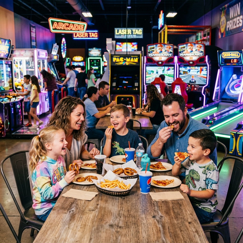 Family at food court